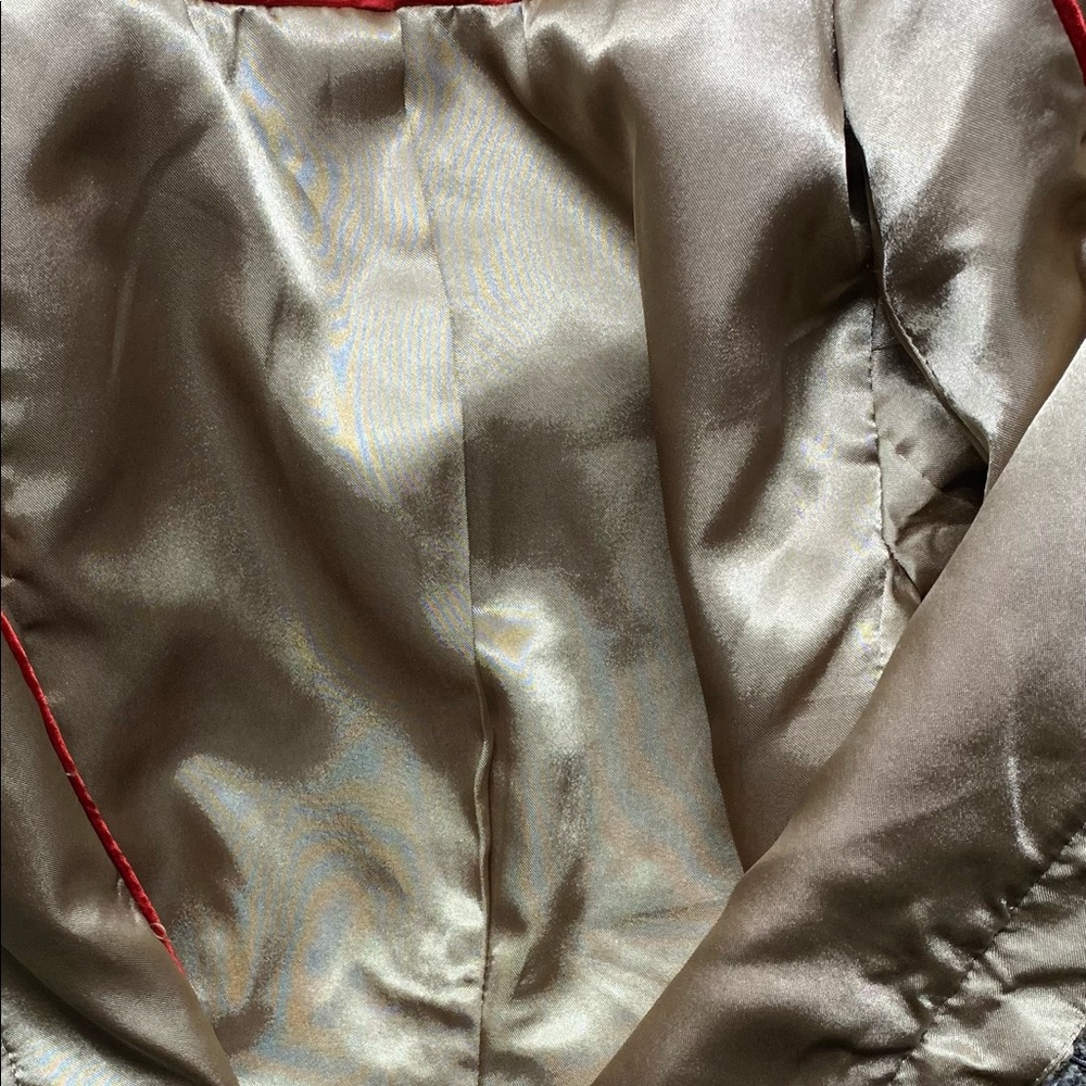 Talbots Beige Gold Metallic Zipper Front Tweed Blazer Jacket Mature Modest 2P - Picture 8 of 11